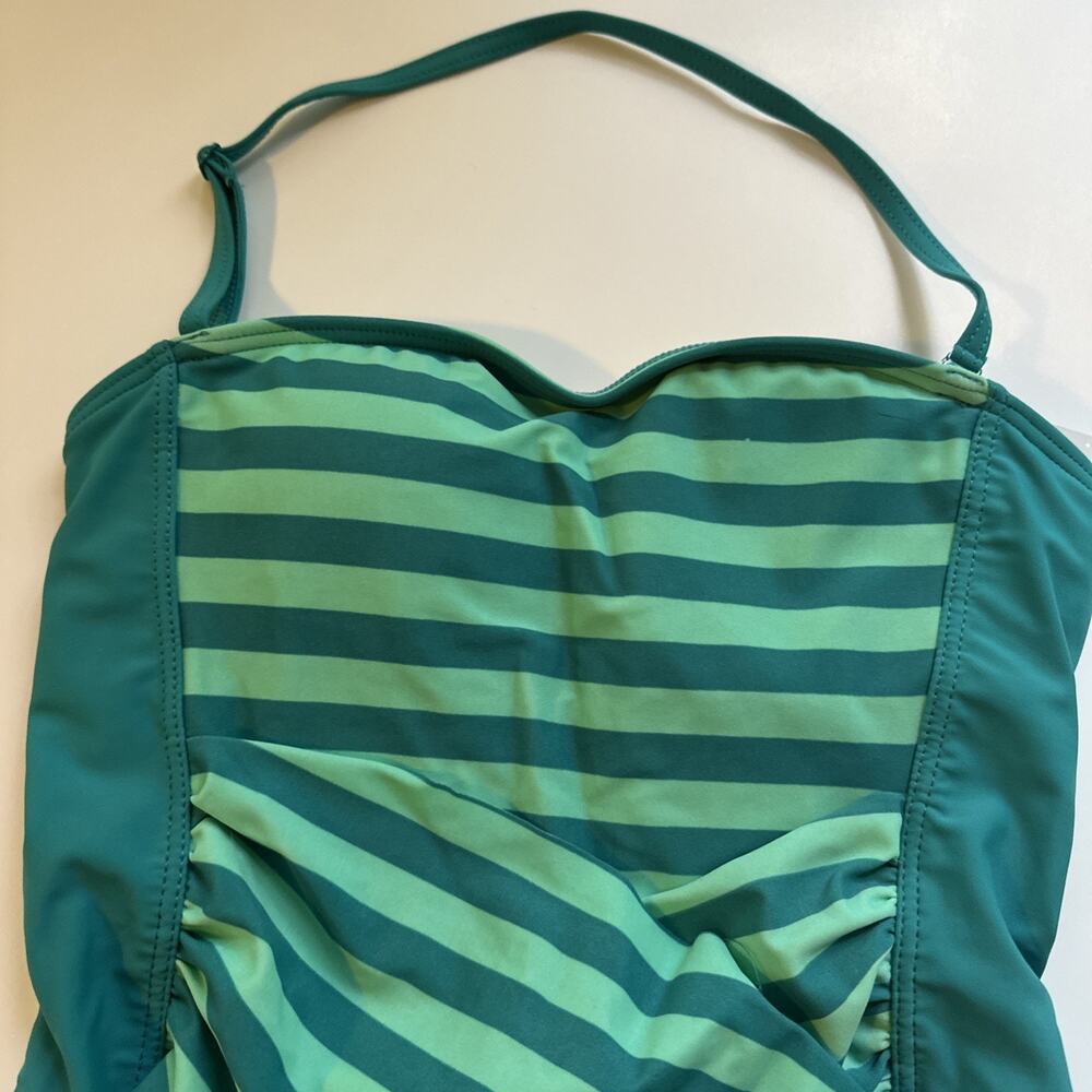 NWT DownEast Hampton Swim Stripe Cockaloo 1pc Swimsuit Sz XS Green Swim Beach - Picture 3 of 12